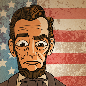 illustration of abraham lincoln and stars and stripes