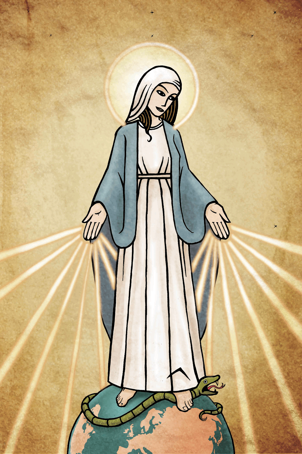 digital colour religious illustration of mary mother of god